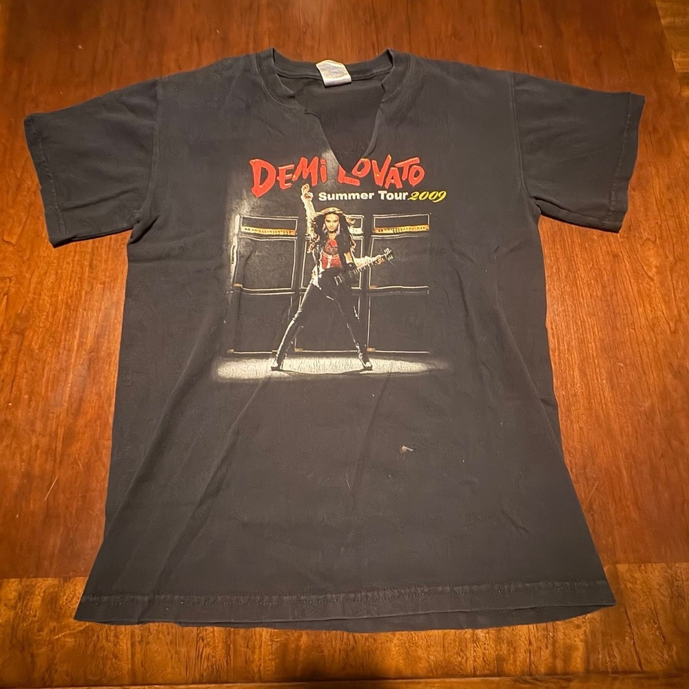 2009 Demi‎ Lovato Summer Tour T-Shirt Black Graphic Band Tee Size Small Y2K